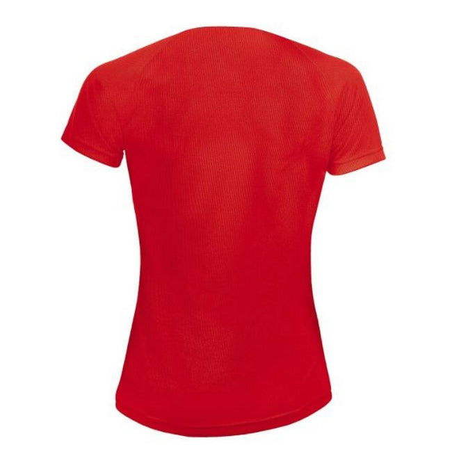 Red - Side - SOLS Womens-Ladies Sporty Short Sleeve T-Shirt