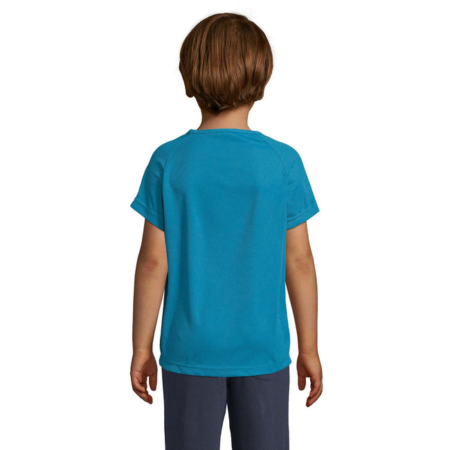 Aqua - Side - SOLS Childrens-Kids Sporty Unisex Short Sleeve T-Shirt