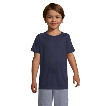 French Navy - Side - SOLS Childrens-Kids Sporty Unisex Short Sleeve T-Shirt
