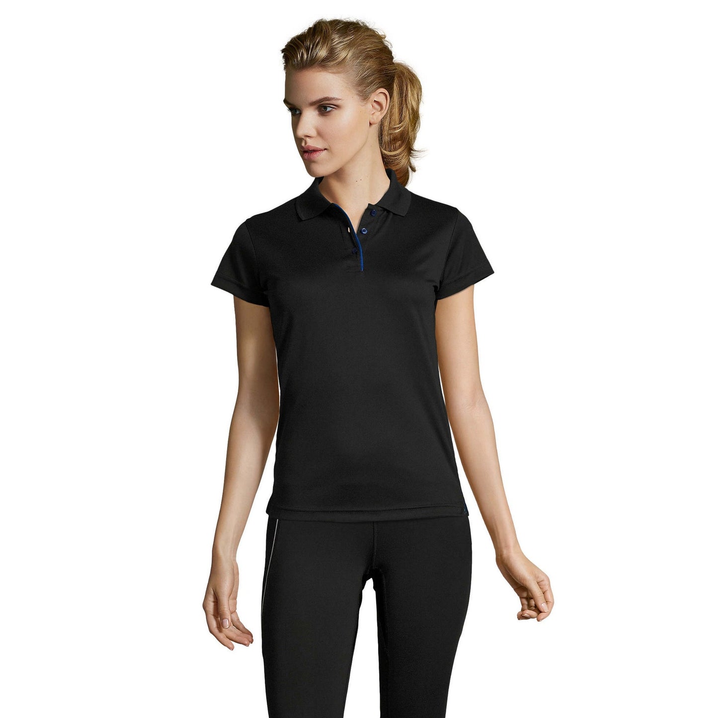 Black - Back - SOLS Womens-Ladies Performer Short Sleeve Pique Polo Shirt