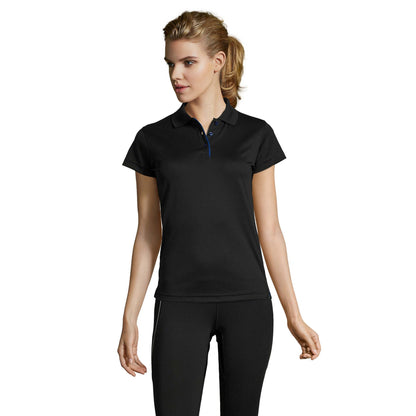Black - Back - SOLS Womens-Ladies Performer Short Sleeve Pique Polo Shirt