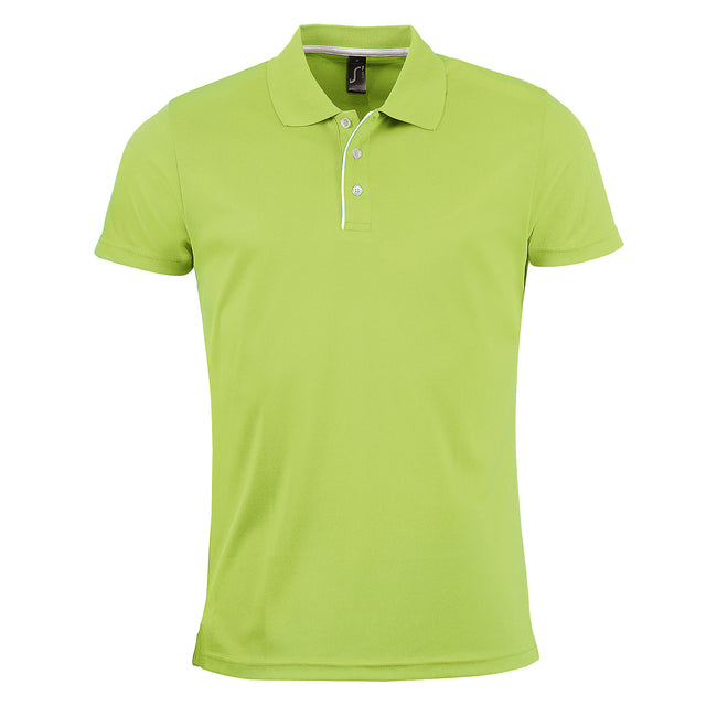 Apple Green - Front - SOLS Mens Performer Short Sleeve Pique Polo Shirt