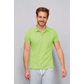 Apple Green - Back - SOLS Mens Performer Short Sleeve Pique Polo Shirt