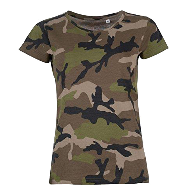 Camouflage - Front - SOLS Womens-Ladies Camo Short Sleeve T-Shirt