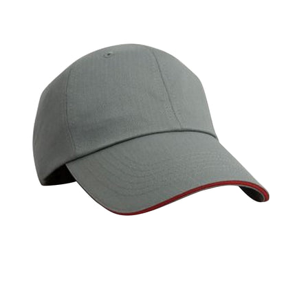 Grey-Red - Front - Result Unisex Herringbone Contrast Colour Sandwich Peak Baseball Cap