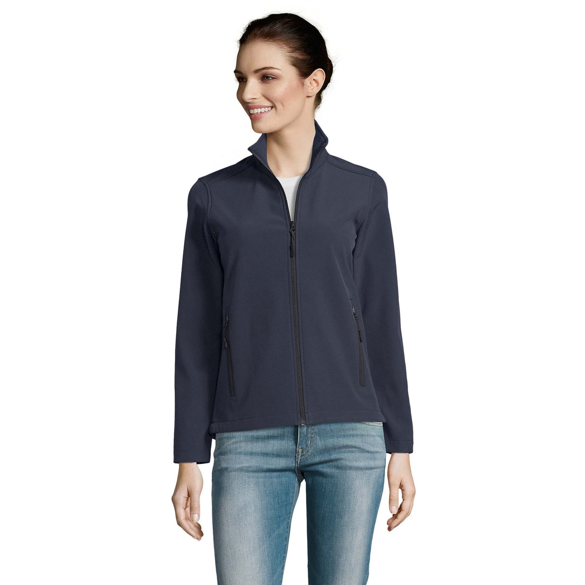 French Navy - Side - SOLS Womens-Ladies Race Full Zip Water Repellent Softshell Jacket