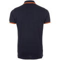 French Navy-Neon Orange - Back - SOLS Mens Pasadena Tipped Short Sleeve Pique Polo Shirt