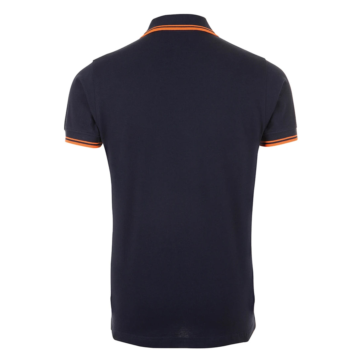 French Navy-Neon Orange - Back - SOLS Mens Pasadena Tipped Short Sleeve Pique Polo Shirt