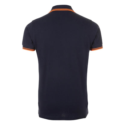 French Navy-Neon Orange - Back - SOLS Mens Pasadena Tipped Short Sleeve Pique Polo Shirt
