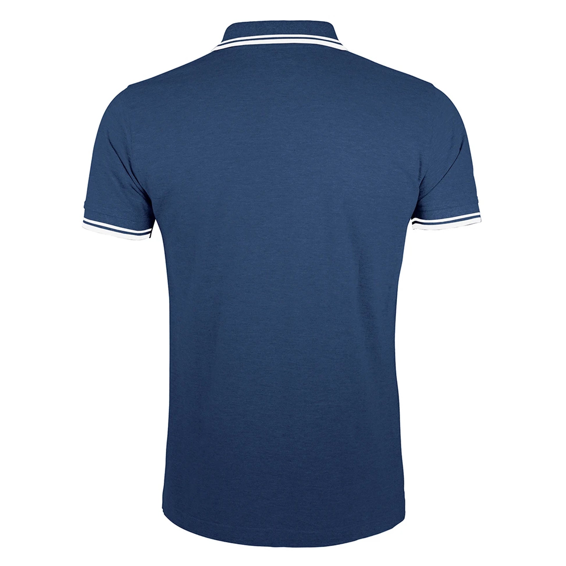 French Navy-White - Back - SOLS Mens Pasadena Tipped Short Sleeve Pique Polo Shirt