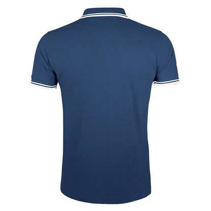 French Navy-White - Back - SOLS Mens Pasadena Tipped Short Sleeve Pique Polo Shirt