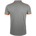 Grey Marl-Orange - Back - SOLS Mens Pasadena Tipped Short Sleeve Pique Polo Shirt