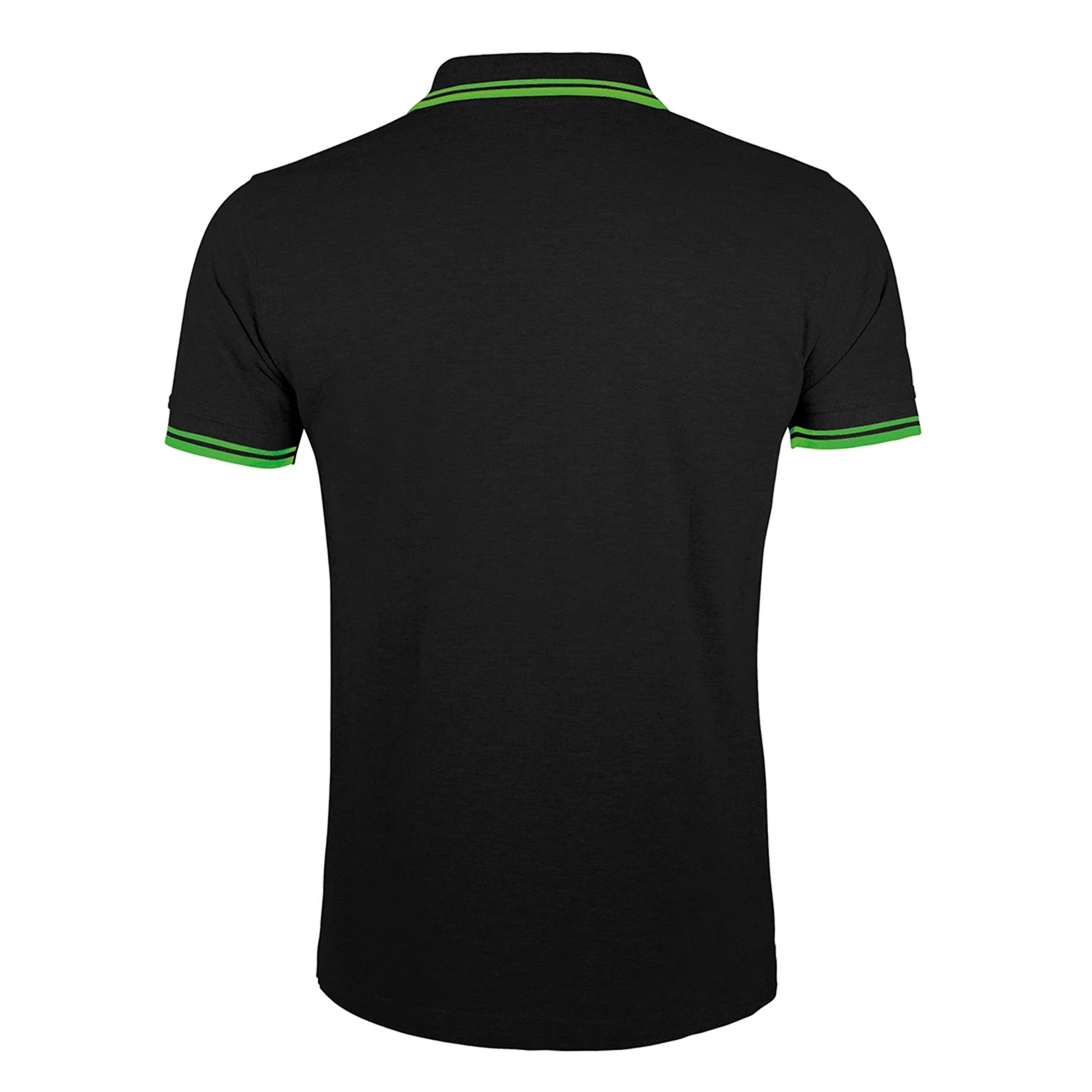 Black-Lime - Back - SOLS Mens Pasadena Tipped Short Sleeve Pique Polo Shirt