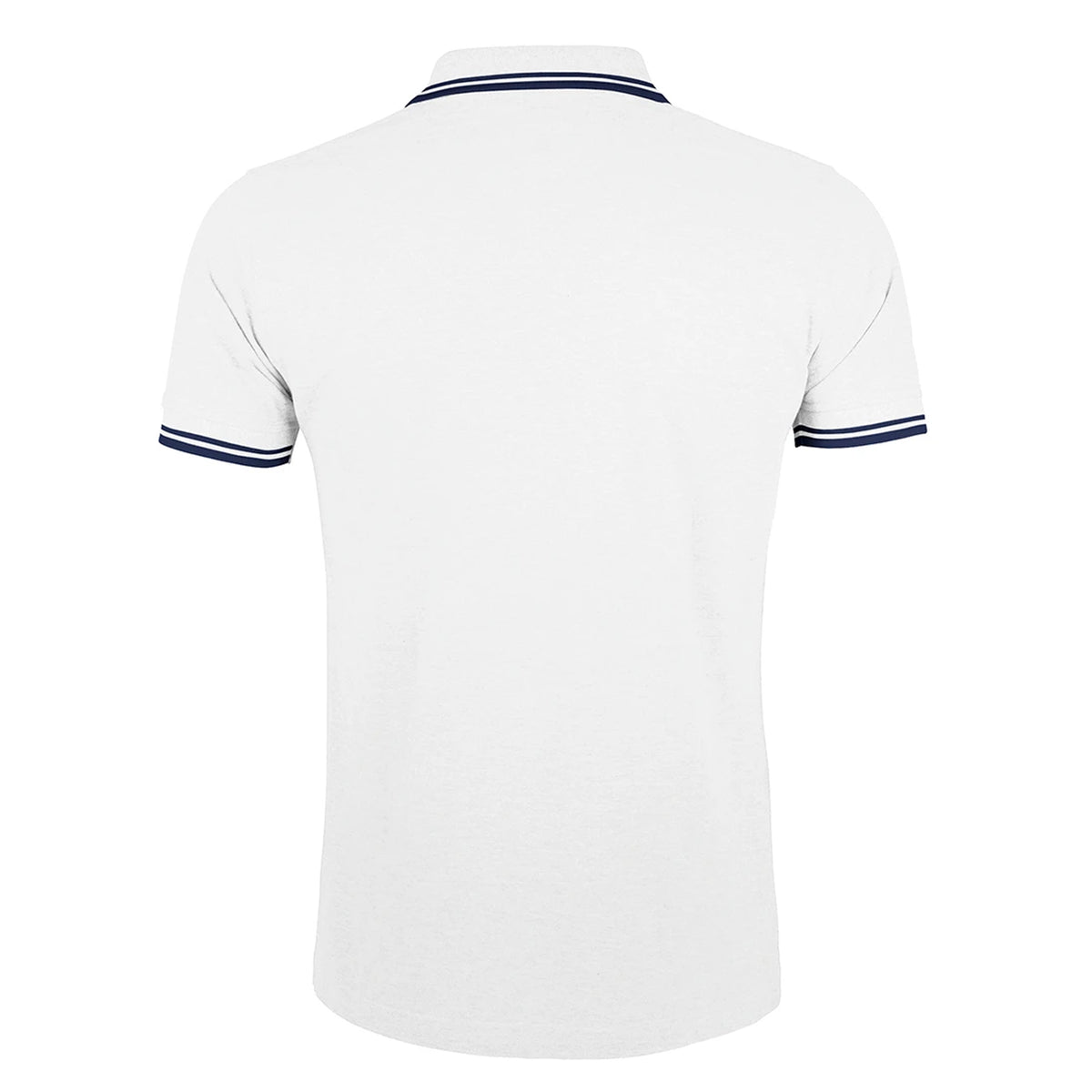 White-Navy - Back - SOLS Mens Pasadena Tipped Short Sleeve Pique Polo Shirt