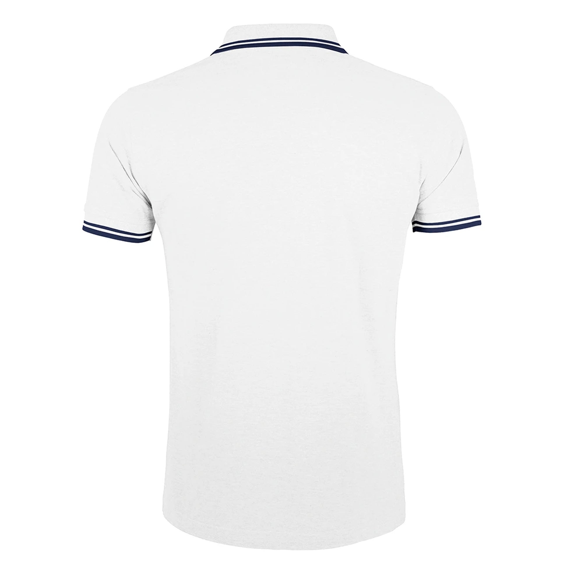 White-Navy - Back - SOLS Mens Pasadena Tipped Short Sleeve Pique Polo Shirt