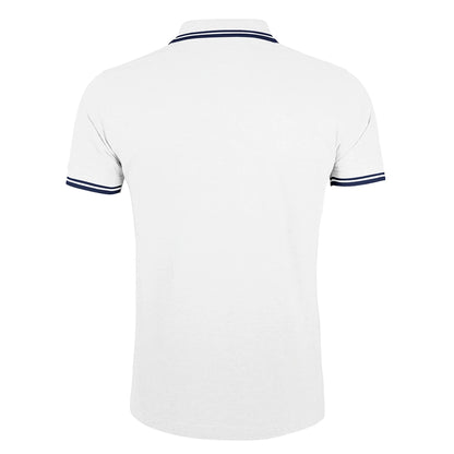 White-Navy - Back - SOLS Mens Pasadena Tipped Short Sleeve Pique Polo Shirt