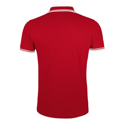 Red-White - Back - SOLS Mens Pasadena Tipped Short Sleeve Pique Polo Shirt