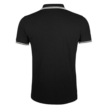 Black-White - Back - SOLS Mens Pasadena Tipped Short Sleeve Pique Polo Shirt