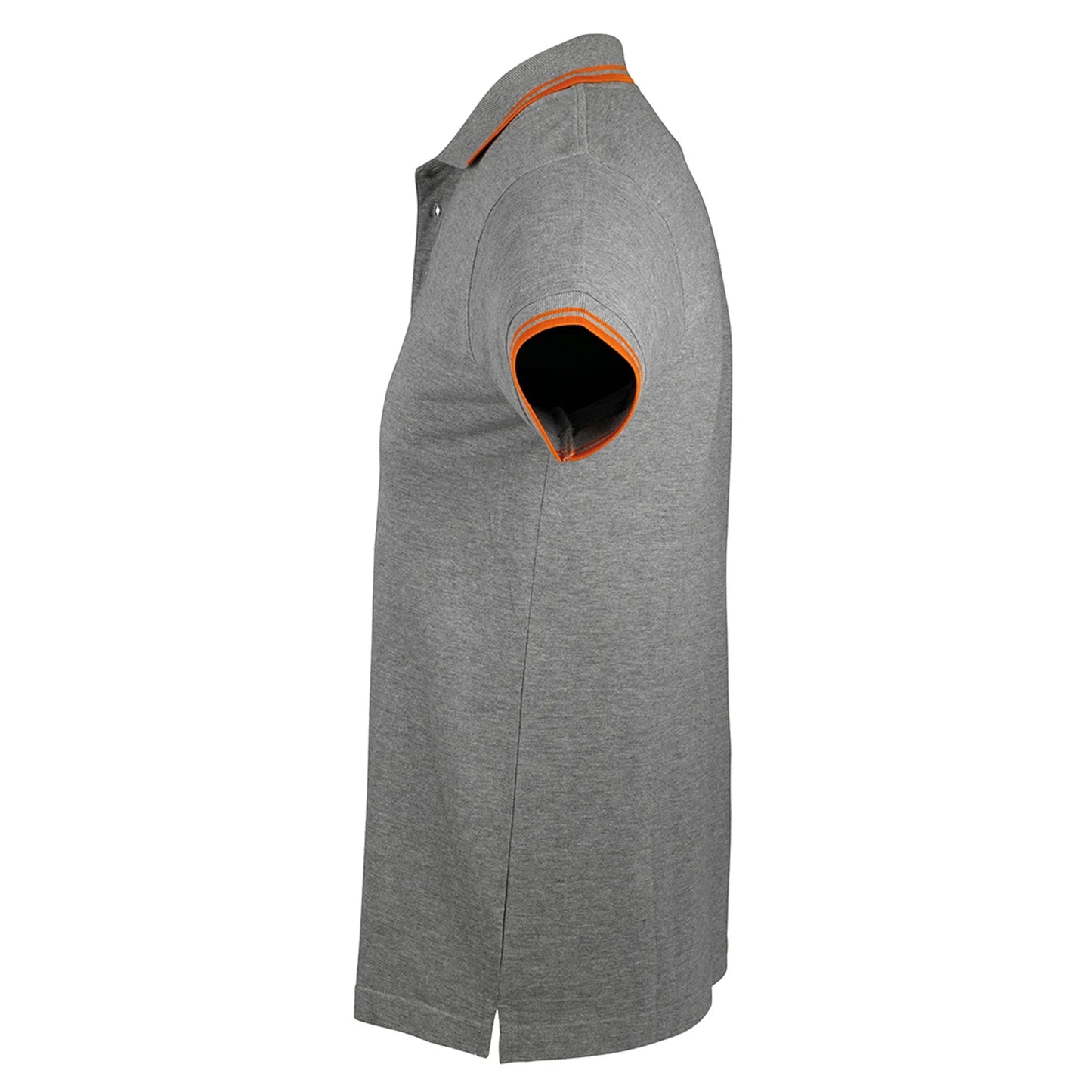 Grey Marl-Orange - Side - SOLS Mens Pasadena Tipped Short Sleeve Pique Polo Shirt