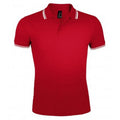 Red-White - Front - SOLS Mens Pasadena Tipped Short Sleeve Pique Polo Shirt