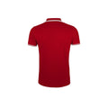 Red-White - Back - SOLS Mens Pasadena Tipped Short Sleeve Pique Polo Shirt