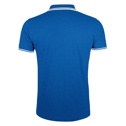 Royal-White - Back - SOLS Mens Pasadena Tipped Short Sleeve Pique Polo Shirt
