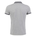 Heather Grey-Navy - Back - SOLS Mens Pasadena Tipped Short Sleeve Pique Polo Shirt