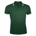 Forest-White - Front - SOLS Mens Pasadena Tipped Short Sleeve Pique Polo Shirt