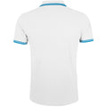 White-Aqua Blue - Back - SOLS Mens Pasadena Tipped Short Sleeve Pique Polo Shirt