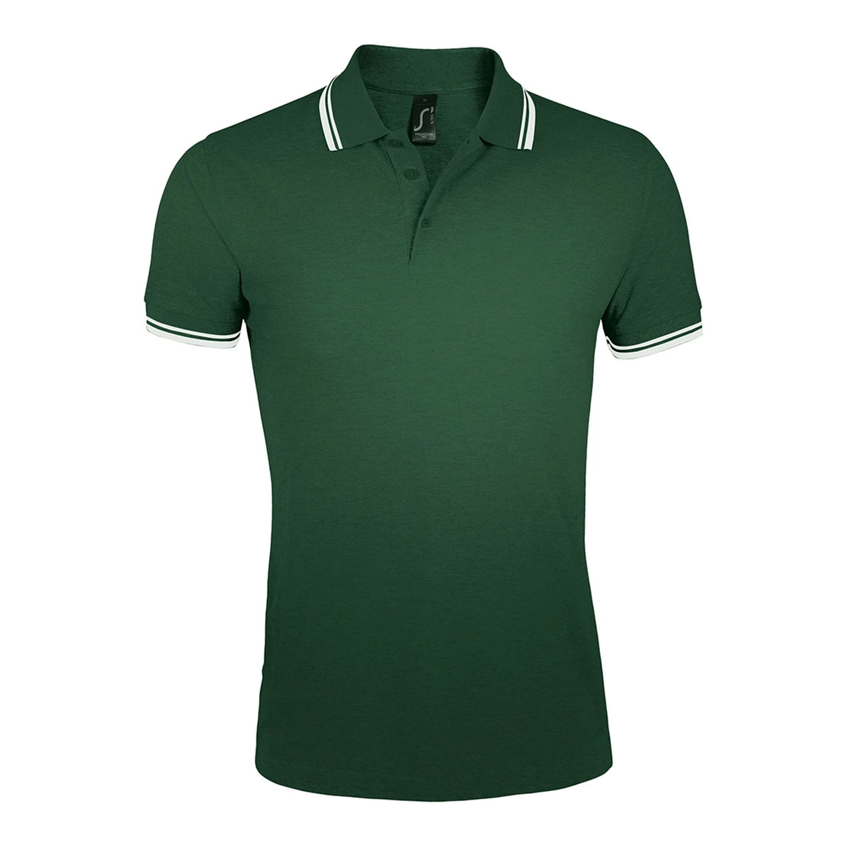 Forest-White - Front - SOLS Mens Pasadena Tipped Short Sleeve Pique Polo Shirt