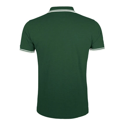 Forest-White - Back - SOLS Mens Pasadena Tipped Short Sleeve Pique Polo Shirt