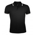 Black-White - Front - SOLS Mens Pasadena Tipped Short Sleeve Pique Polo Shirt