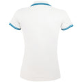 White-Aqua Blue - Back - SOLS Womens-Ladies Pasadena Tipped Short Sleeve Pique Polo Shirt