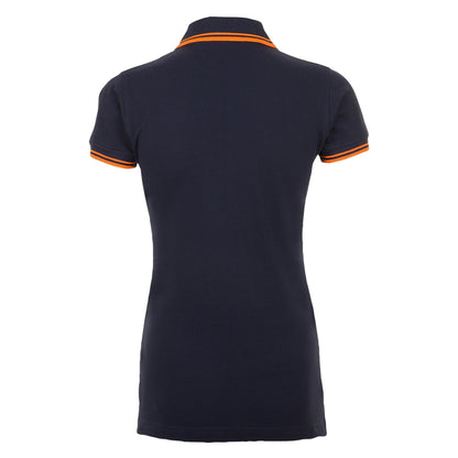 French Navy-Neon Orange - Back - SOLS Womens-Ladies Pasadena Tipped Short Sleeve Pique Polo Shirt