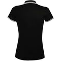 Black-White - Side - SOLS Womens-Ladies Pasadena Tipped Short Sleeve Pique Polo Shirt
