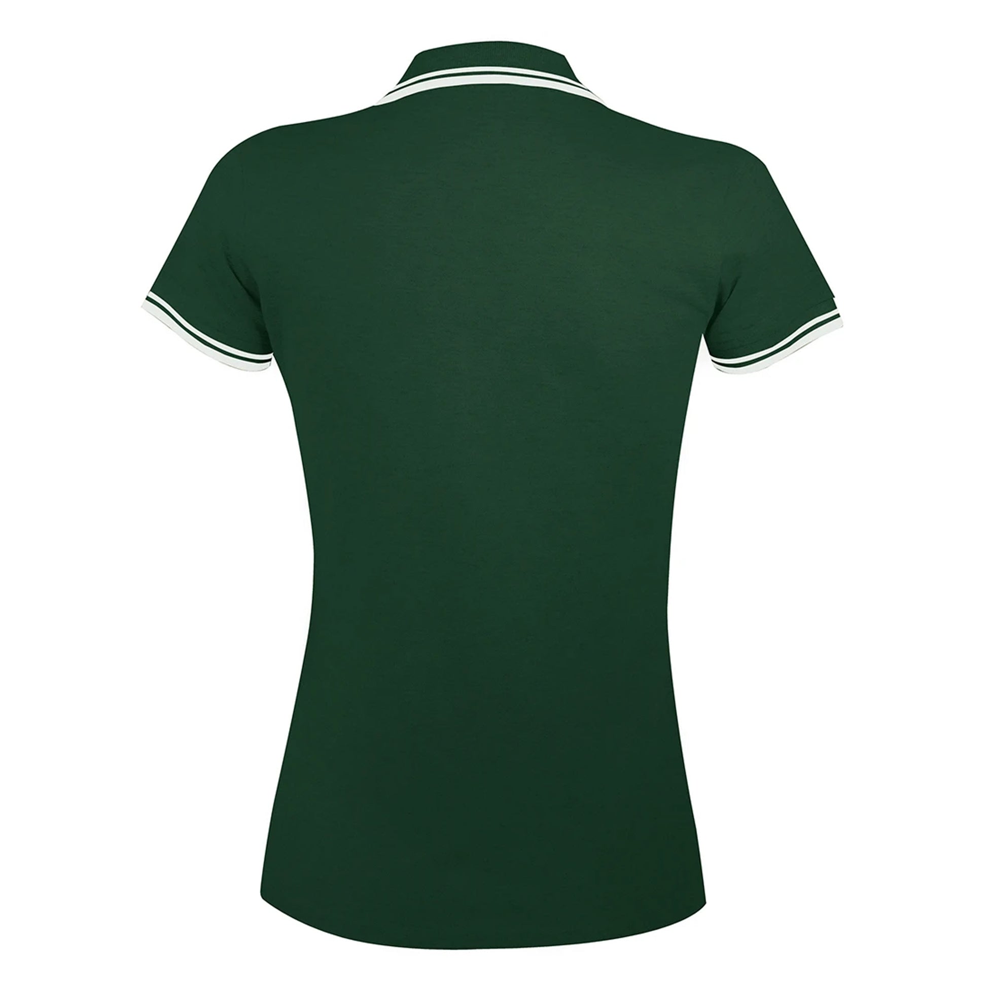 Forest-White - Back - SOLS Womens-Ladies Pasadena Tipped Short Sleeve Pique Polo Shirt