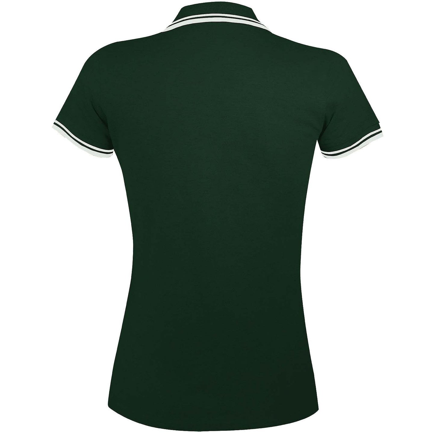 Forest-White - Side - SOLS Womens-Ladies Pasadena Tipped Short Sleeve Pique Polo Shirt
