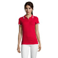 Red-White - Back - SOLS Womens-Ladies Pasadena Tipped Short Sleeve Pique Polo Shirt