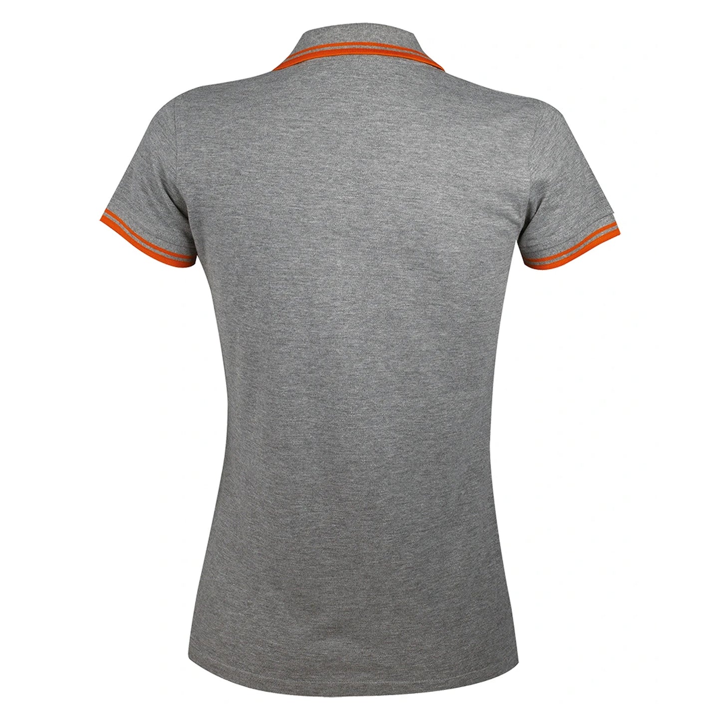 Grey Marl-Orange - Back - SOLS Womens-Ladies Pasadena Tipped Short Sleeve Pique Polo Shirt