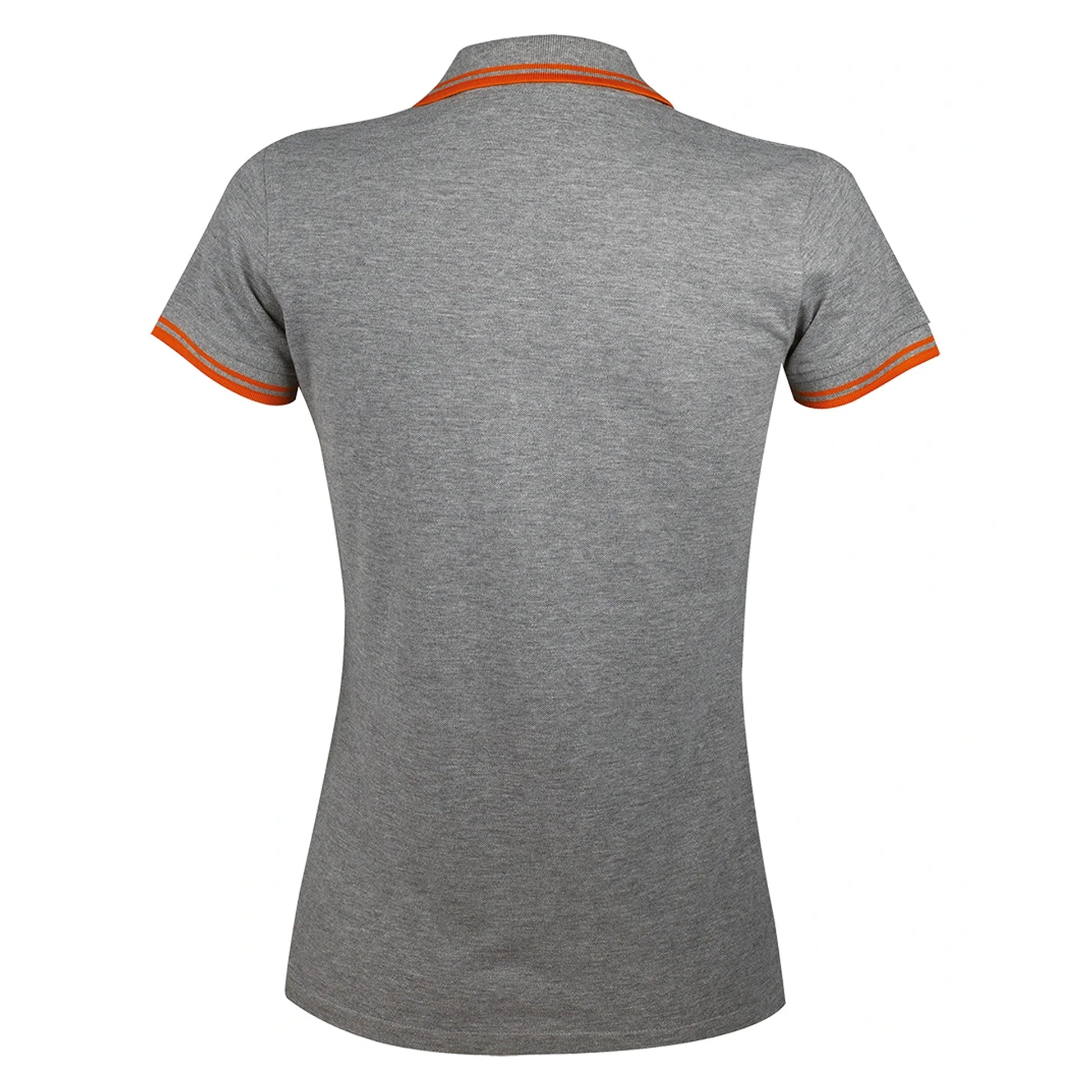 Grey Marl-Orange - Back - SOLS Womens-Ladies Pasadena Tipped Short Sleeve Pique Polo Shirt