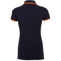 French Navy-Neon Orange - Side - SOLS Womens-Ladies Pasadena Tipped Short Sleeve Pique Polo Shirt