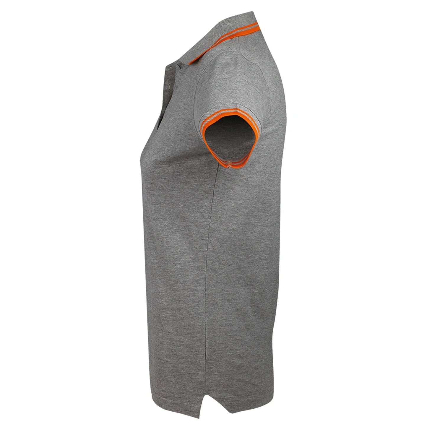 Grey Marl-Orange - Side - SOLS Womens-Ladies Pasadena Tipped Short Sleeve Pique Polo Shirt