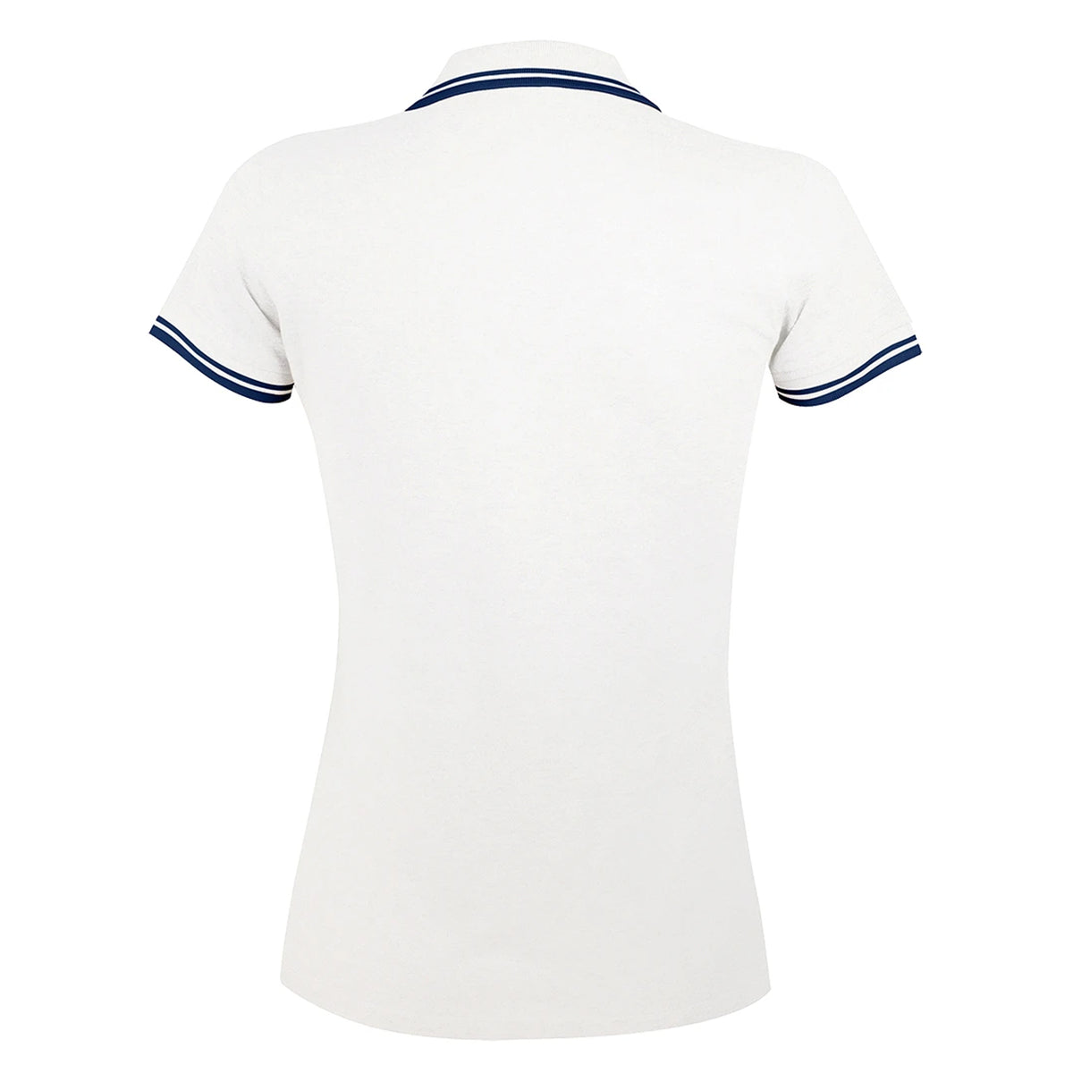 White-Navy - Back - SOLS Womens-Ladies Pasadena Tipped Short Sleeve Pique Polo Shirt