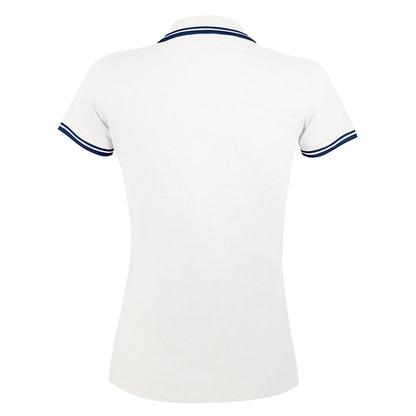 White-Navy - Back - SOLS Womens-Ladies Pasadena Tipped Short Sleeve Pique Polo Shirt