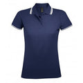 French Navy-White - Front - SOLS Womens-Ladies Pasadena Tipped Short Sleeve Pique Polo Shirt