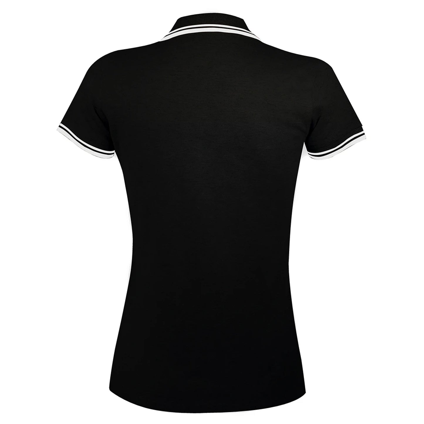 Black-White - Side - SOLS Womens-Ladies Pasadena Tipped Short Sleeve Pique Polo Shirt