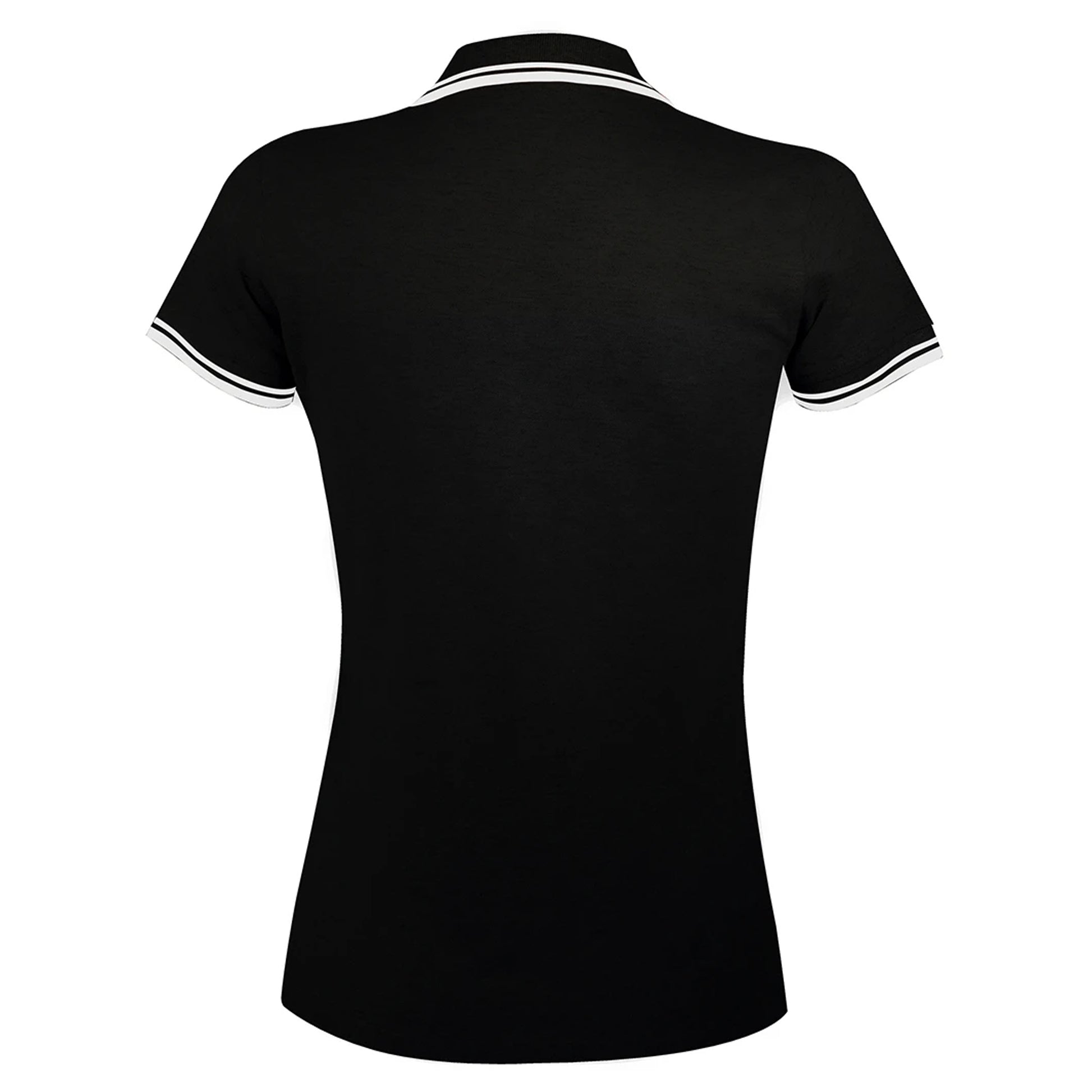 Black-White - Side - SOLS Womens-Ladies Pasadena Tipped Short Sleeve Pique Polo Shirt