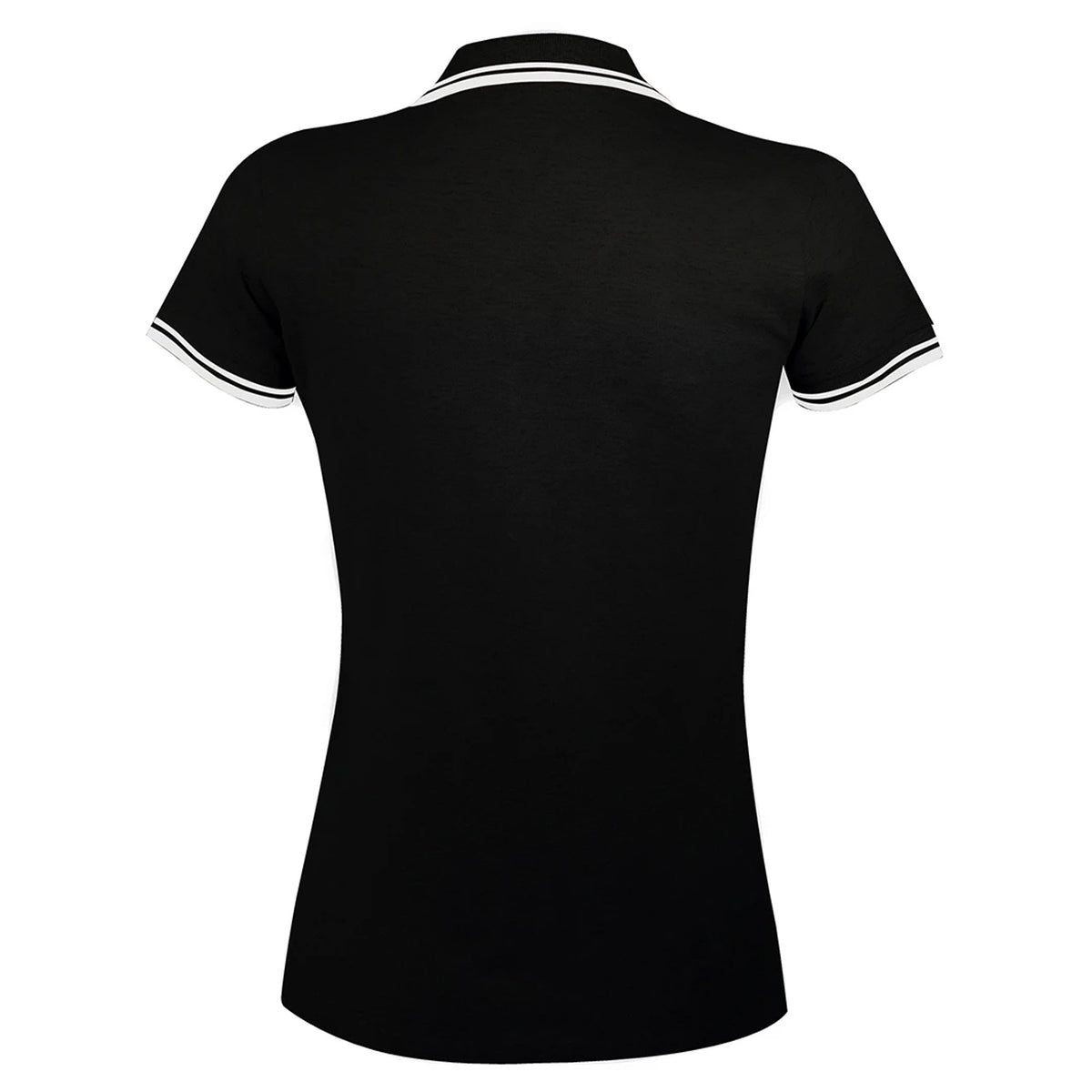 Black-White - Side - SOLS Womens-Ladies Pasadena Tipped Short Sleeve Pique Polo Shirt