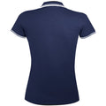 French Navy-White - Back - SOLS Womens-Ladies Pasadena Tipped Short Sleeve Pique Polo Shirt