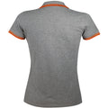 Grey Marl-Orange - Back - SOLS Womens-Ladies Pasadena Tipped Short Sleeve Pique Polo Shirt